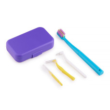 Ортодонтичний набір для догляду за брекетами з монопучковою щіткою, фіолетовий